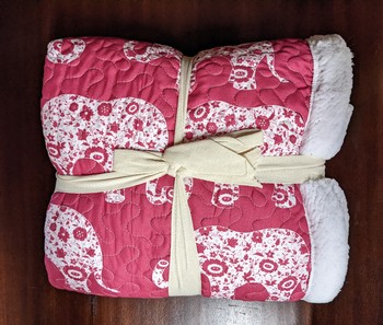 Elephant Sherpa Pink Blanket